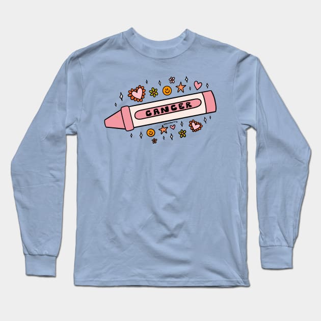 Cancer Crayon Long Sleeve T-Shirt by Doodle by Meg